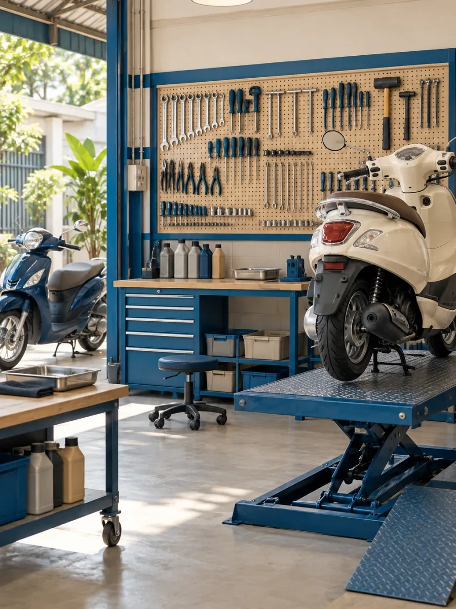 Tường treo đồ nghề xếp gọn