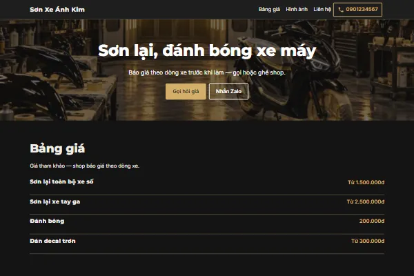 Mẫu Shop sơn xe máy