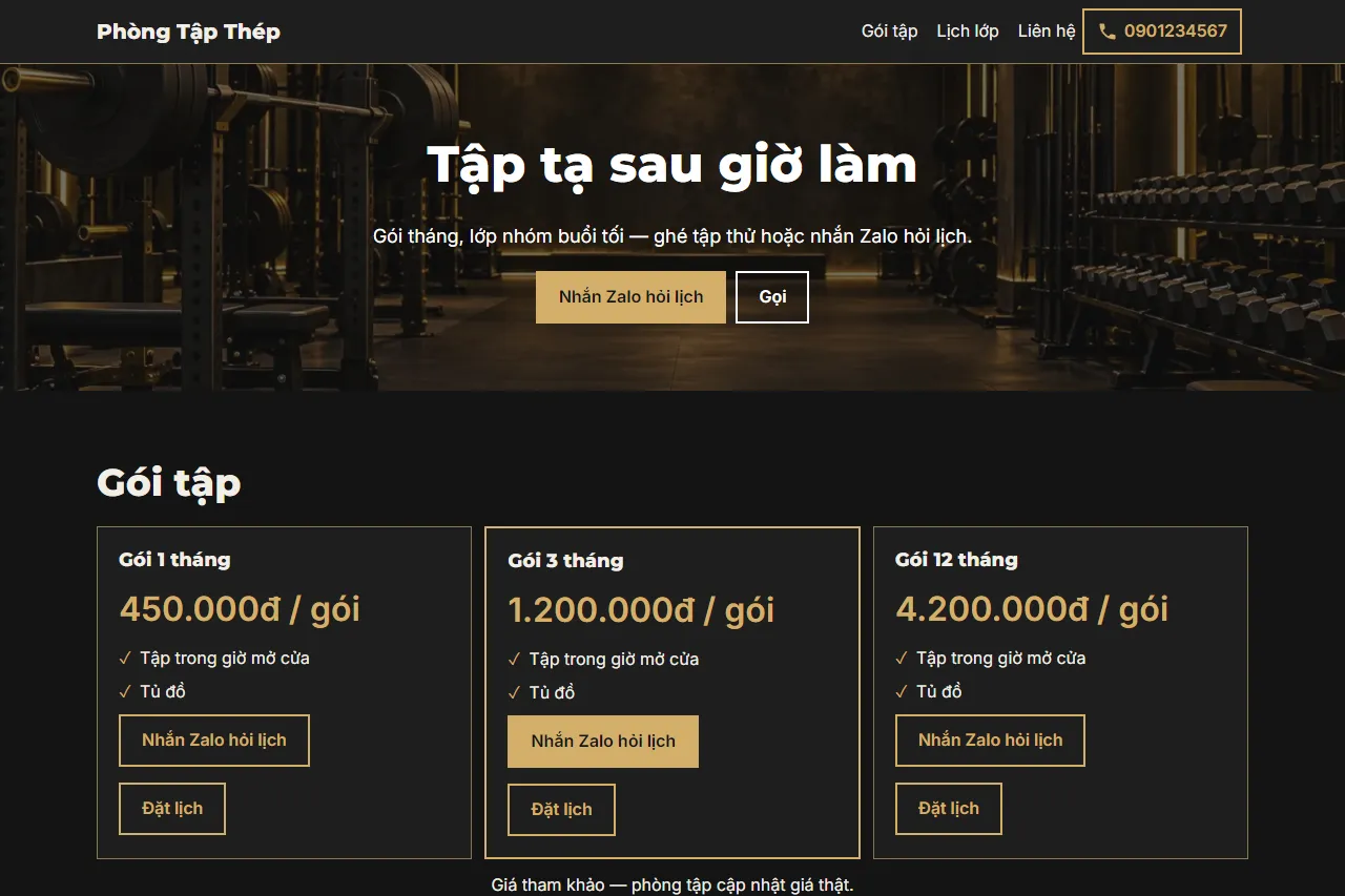 Mẫu Phòng tập tạ trên máy tính