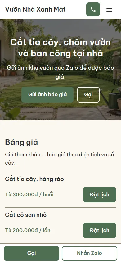 Mẫu Chăm vườn tại nhà trên điện thoại