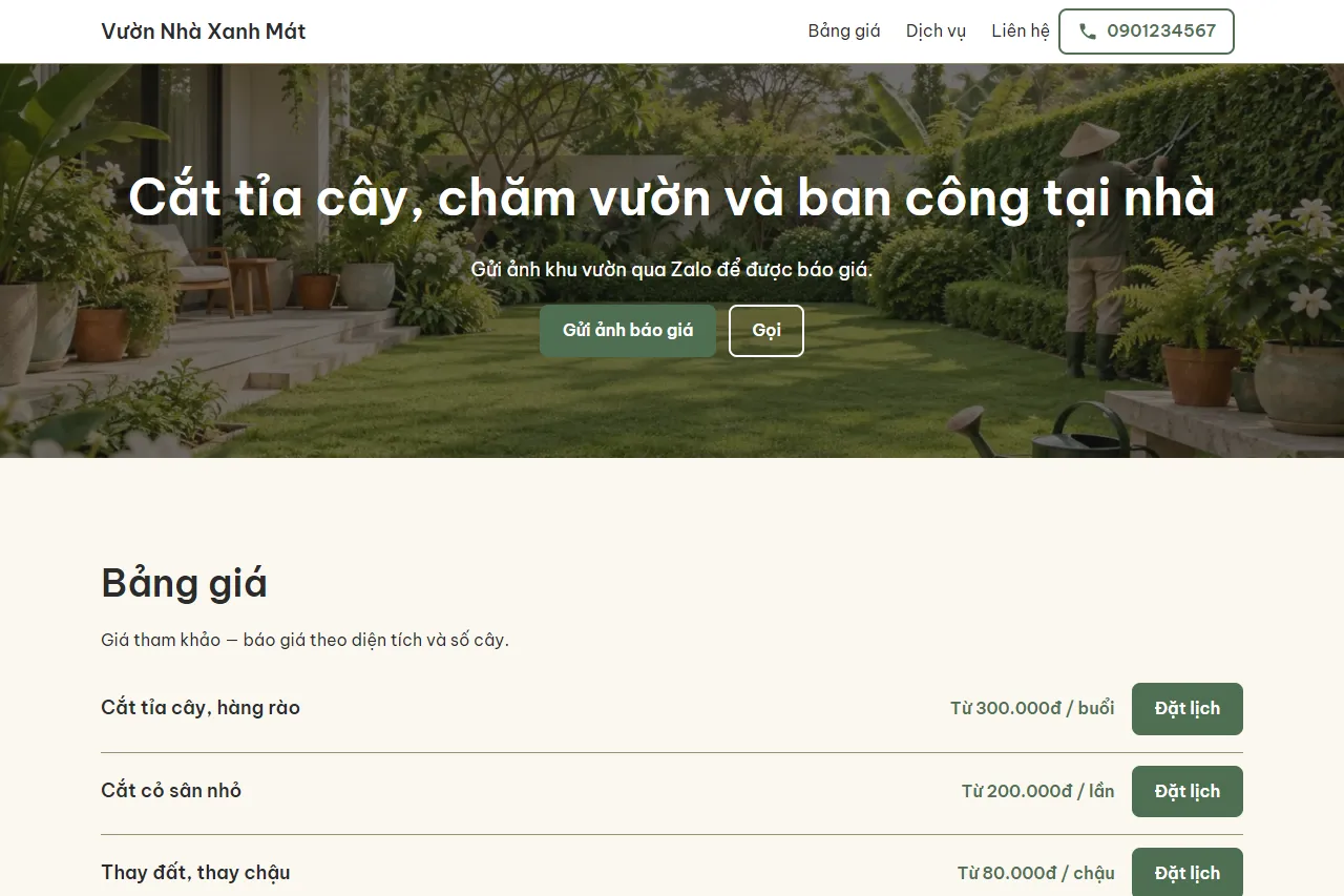Mẫu Chăm vườn tại nhà trên máy tính