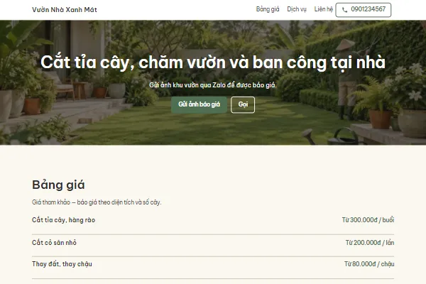 Mẫu Chăm vườn tại nhà