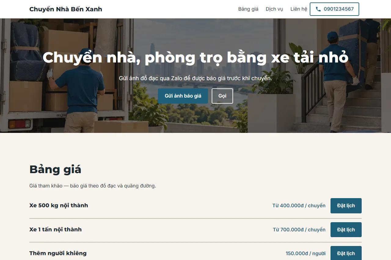Mẫu Chuyển nhà xe tải nhỏ trên máy tính