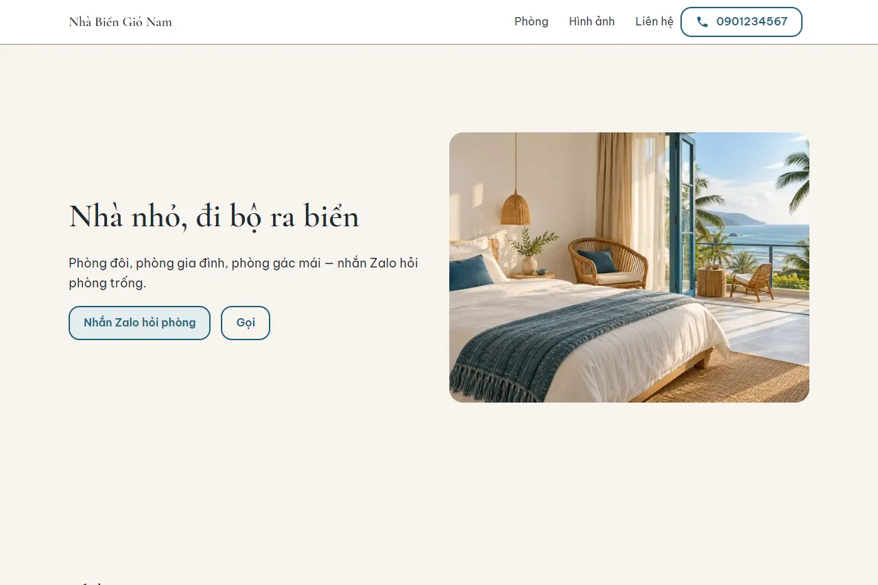 Mẫu Homestay gần biển trên máy tính