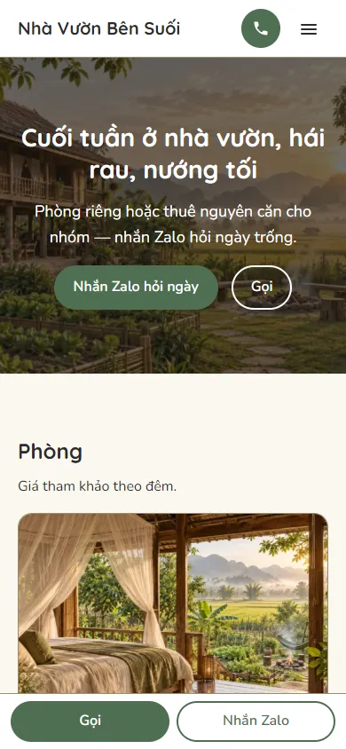 Mẫu Nhà vườn cho nhóm trên điện thoại