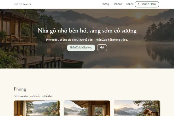 Mẫu Homestay nhà gỗ ven hồ