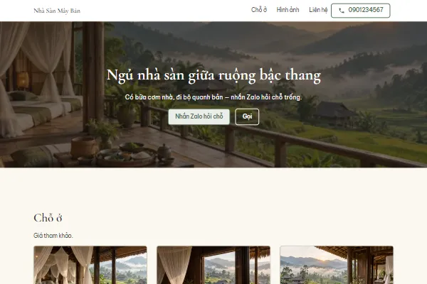 Mẫu Homestay nhà sàn ở bản