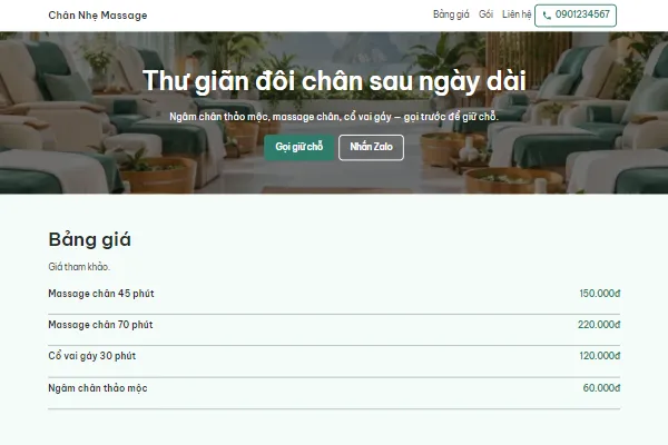 Mẫu Shop massage chân