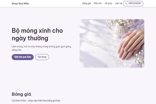 Mẫu Shop nail trẻ trung