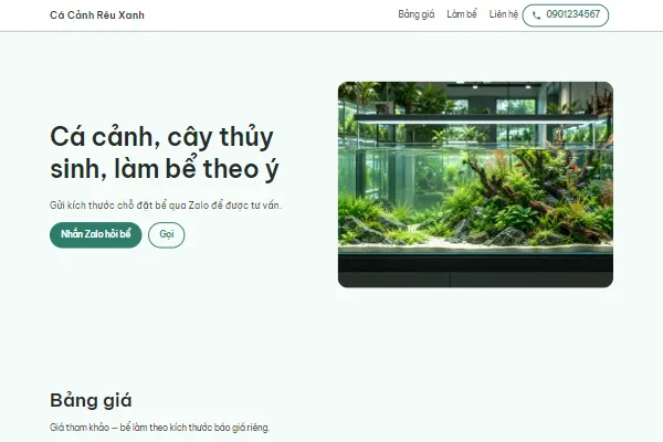 Mẫu Shop cá cảnh, thủy sinh