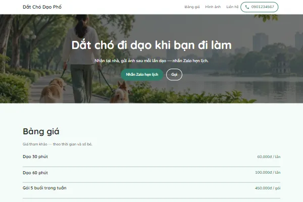 Mẫu Dắt chó đi dạo