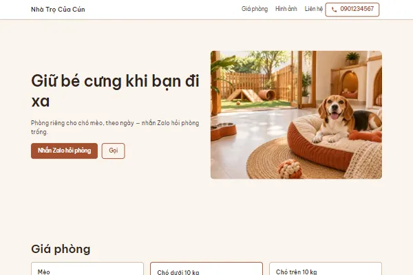 Mẫu Khách sạn chó mèo