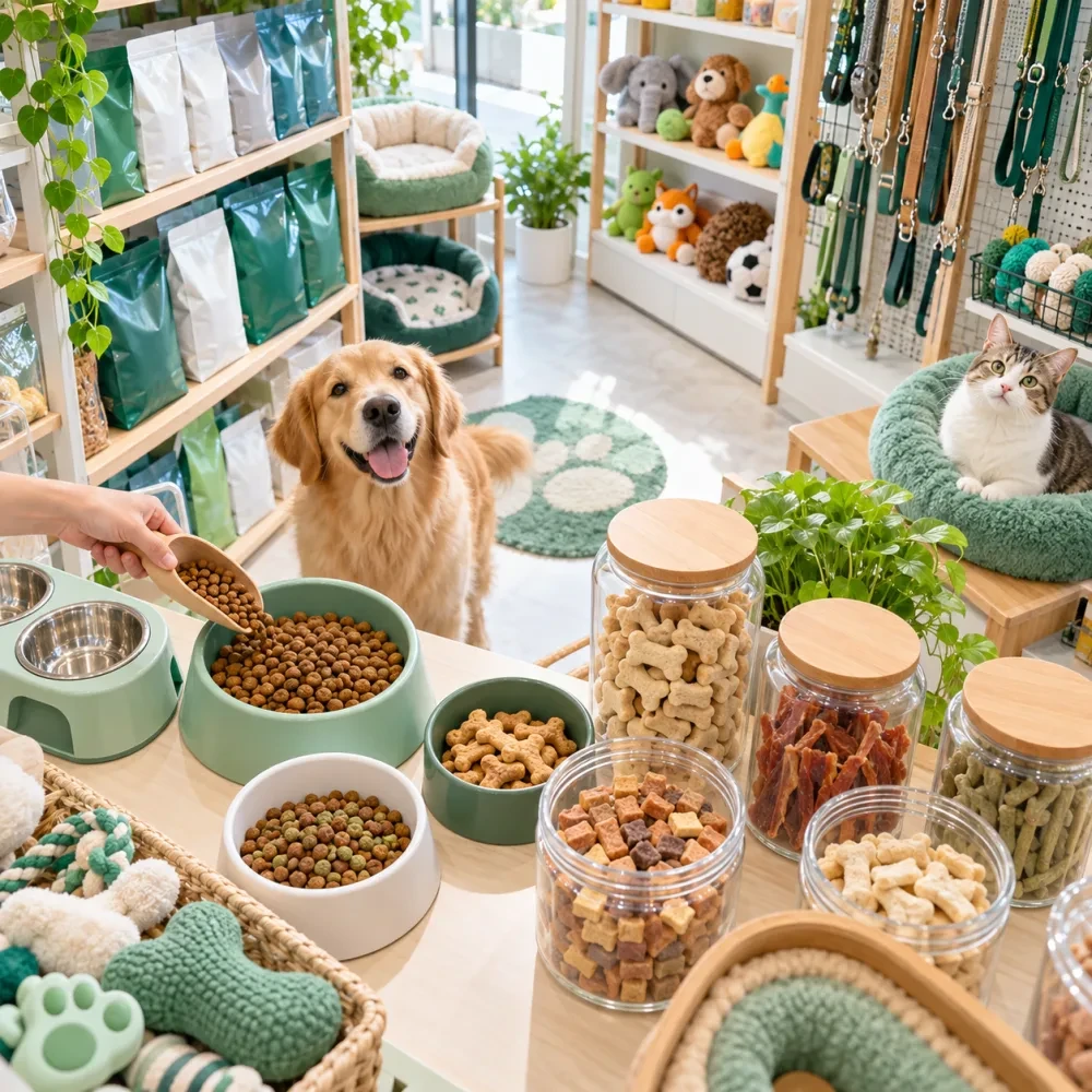 Nhìn từ trên xuống bát ăn và hũ bánh thưởng