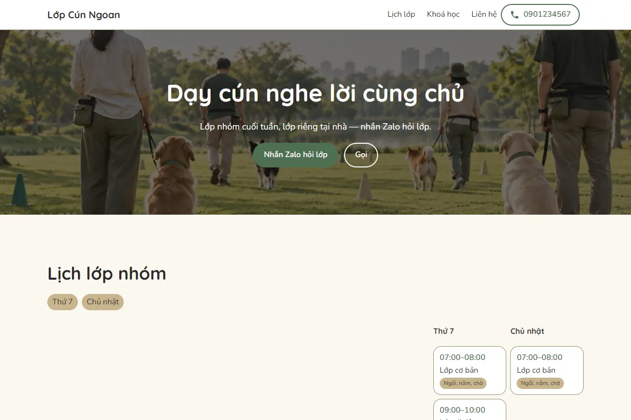 Mẫu Lớp huấn luyện chó trên máy tính