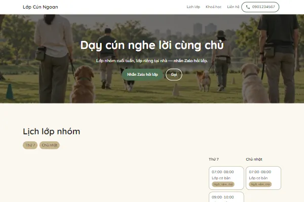 Mẫu Lớp huấn luyện chó