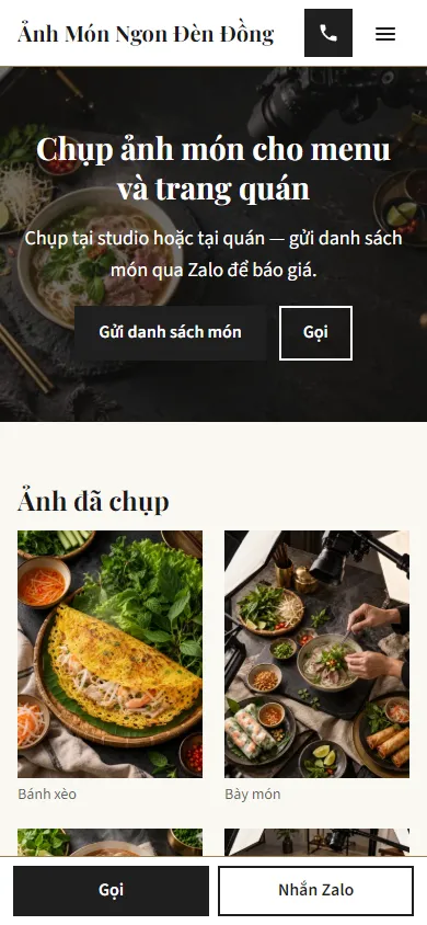 Mẫu Chụp ảnh món ăn trên điện thoại