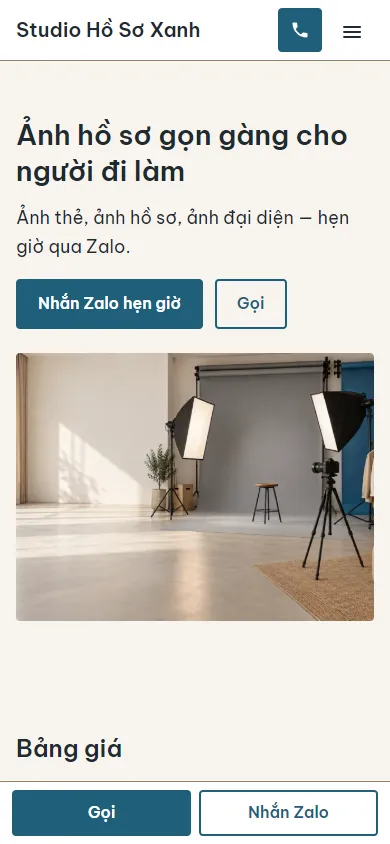 Mẫu Chụp ảnh hồ sơ trên điện thoại