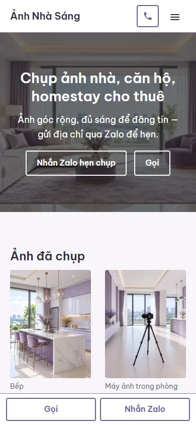 Mẫu Chụp ảnh nhà, căn hộ trên điện thoại