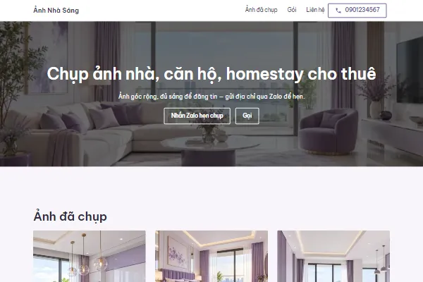 Mẫu Chụp ảnh nhà, căn hộ