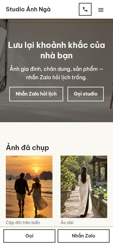 Mẫu Studio ảnh gia đình trên điện thoại