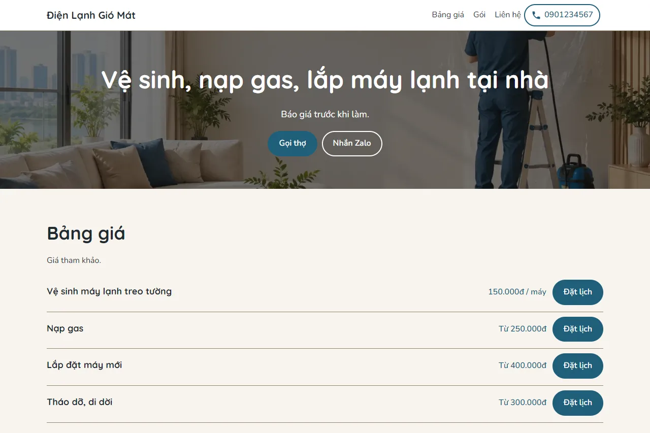Mẫu Thợ máy lạnh trên máy tính