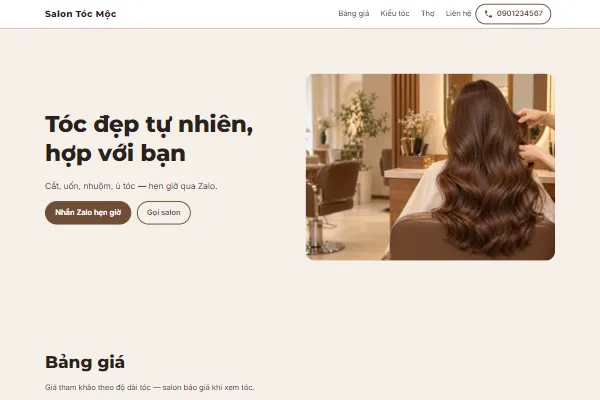 Mẫu Salon tóc nữ
