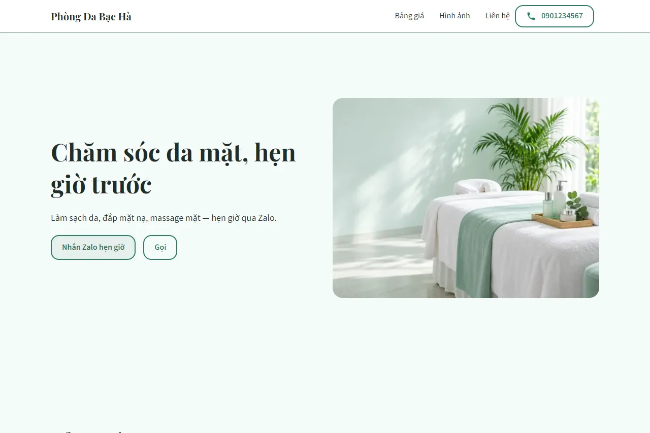 Mẫu Spa chăm sóc da mặt trên máy tính