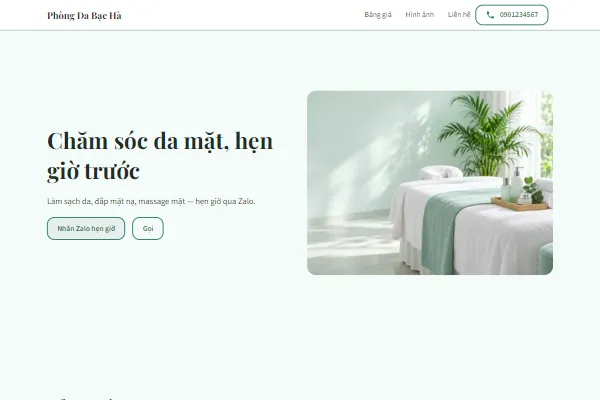 Mẫu Spa chăm sóc da mặt