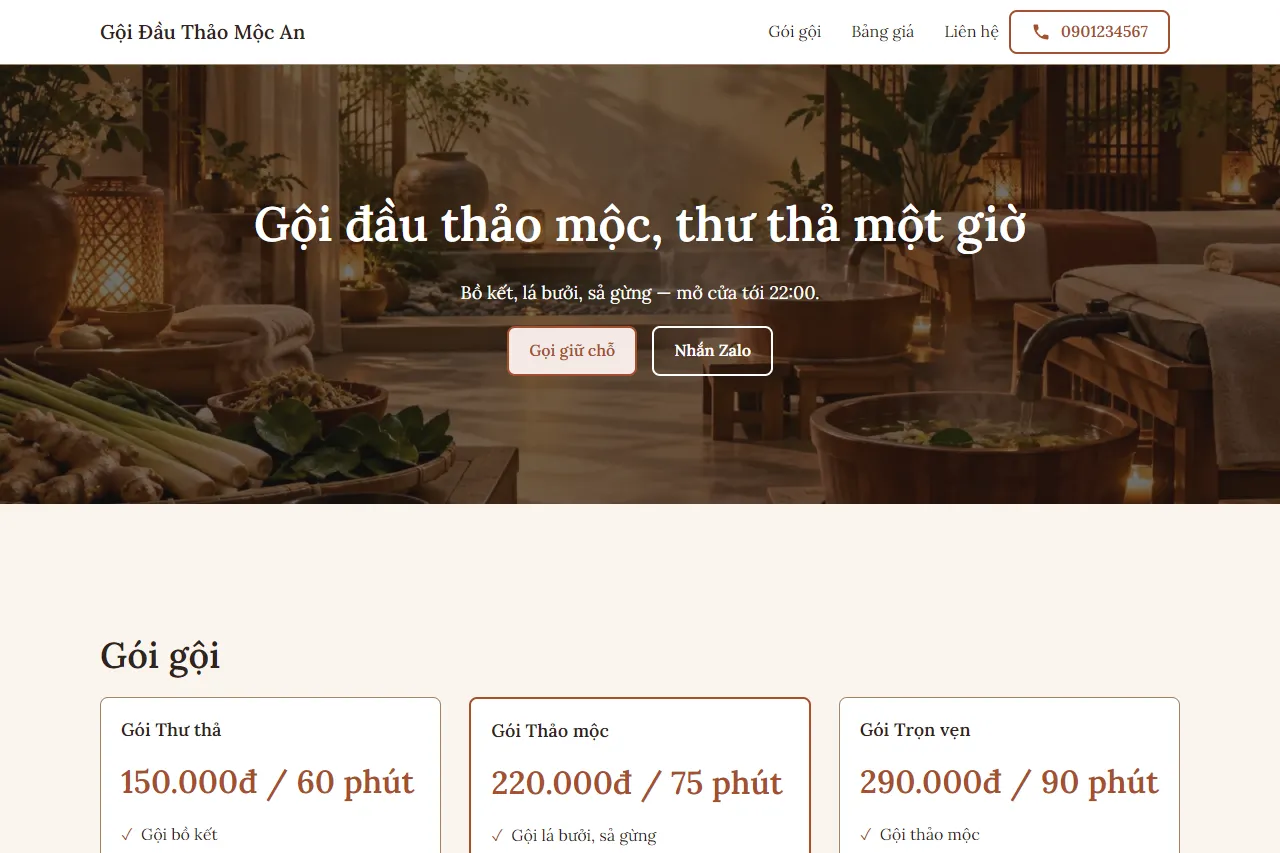 Mẫu Gội đầu dưỡng sinh trên máy tính