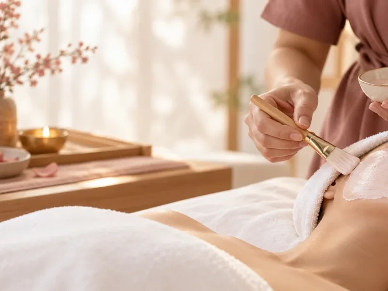 Kỹ thuật viên đắp mặt nạ chăm sóc da mặt