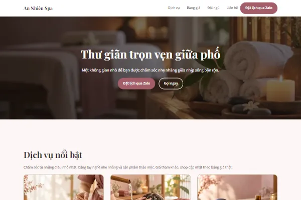 Mẫu Spa tối giản