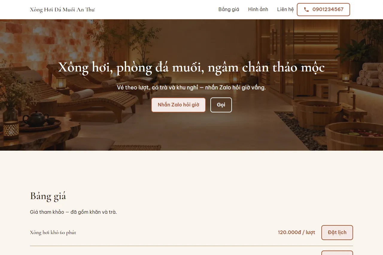Mẫu Xông hơi đá muối, ngâm chân trên máy tính