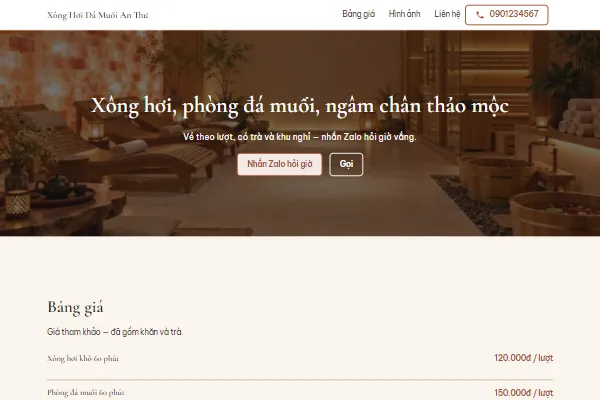 Mẫu Xông hơi đá muối, ngâm chân