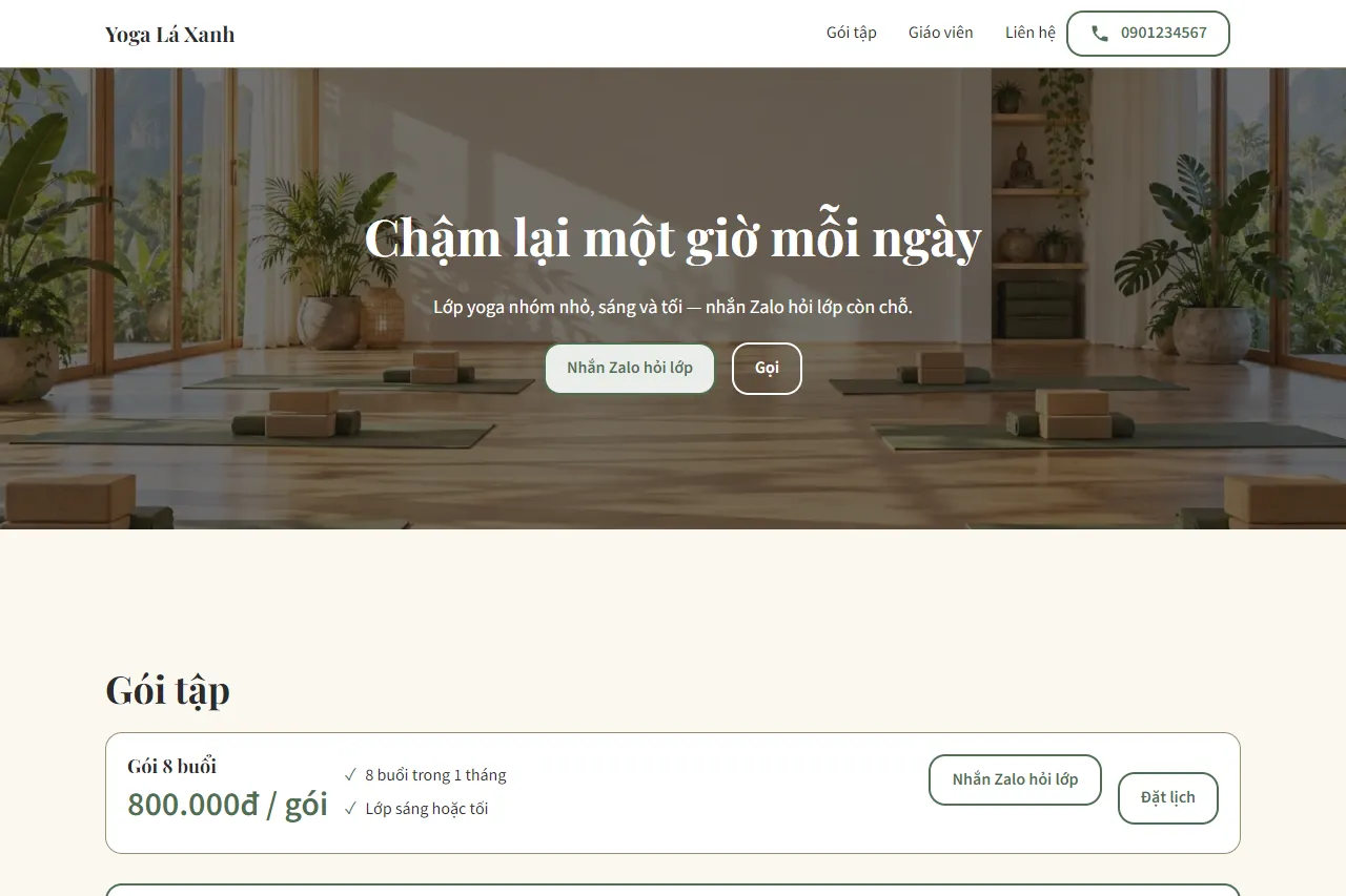 Mẫu Lớp yoga nhóm nhỏ trên máy tính