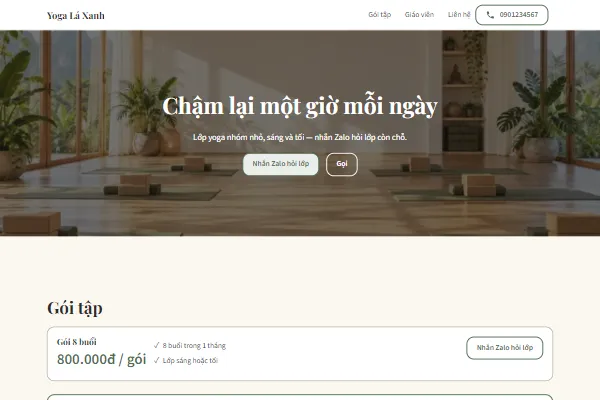 Mẫu Lớp yoga nhóm nhỏ